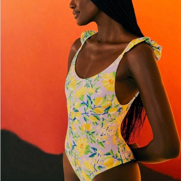 Farm Rio Lemon Dream Ruffle One Piece - Picture 4 of 5